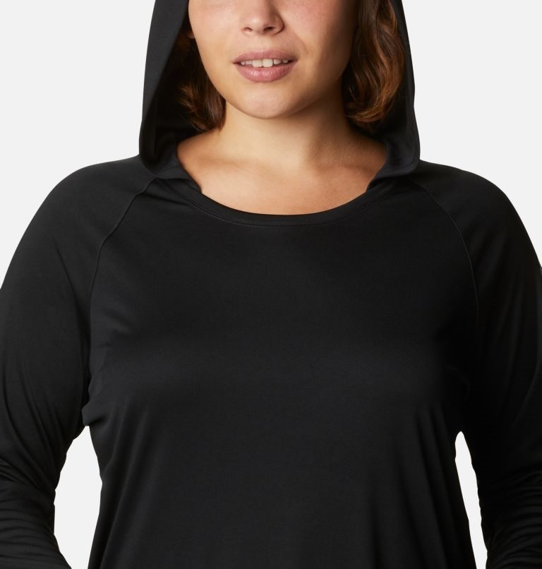 Women's Columbia PFG Tidal Tee Hoodie Black | Plus Size CA-G6041